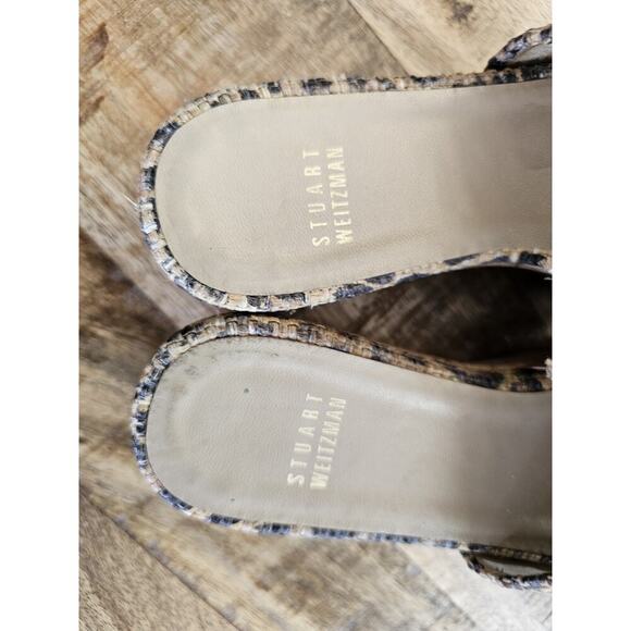 Stuart Weitzman Womens Flatout Leopard Canvas Raffia Flatform Slide Sandals 8.5 - Picture 4 of 14